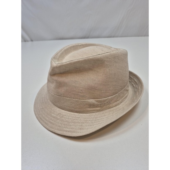 Stetson Fedora Hat Fitted Mens XL Beige Linen Lined 100% Pure Linen STC14-NA14